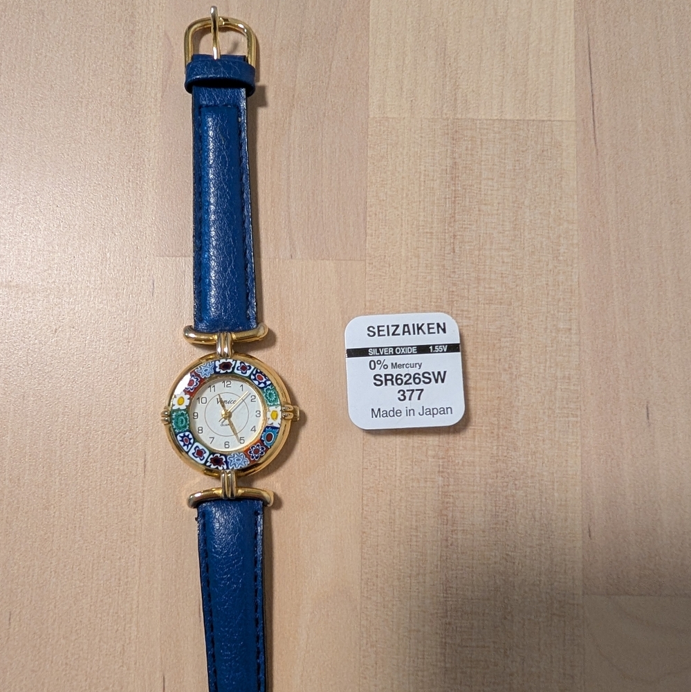 Murano Millefiori Glass Of Venice Watch Blue Leather (New Battery Placed 2025)